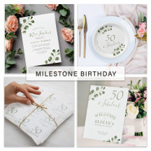 Elegant simple eucalyptus greenery adult birthday