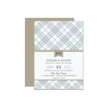 Tan and Blue Plaid Monogram Wedding