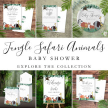 Greenery Jungle Safari Animals Baby Shower Suite