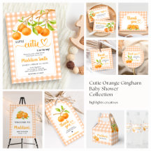 Cutie Orange Gingham Baby Shower