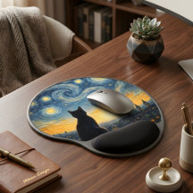 Van Gogh Inspired Black Cat Rooftop Art Collection