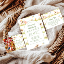 Whimsical Farm Animals Pastel 1st Birthday