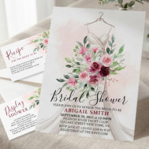 Burgundy Flowers Dress Bridal Shower