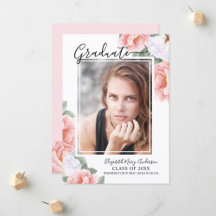 Pink Watercolor Floral Elegant Graduation