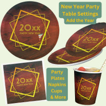 Geometric Gold on Wood Background New Year Set