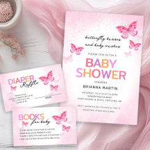 Butterfly Kisses and Baby Wishes Pink Baby Shower
