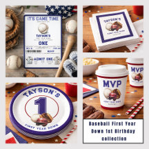 Baseball First Year Down 1st Birthday Party 