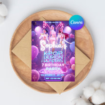 Kpop demon hunter birthday invitations 