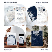 Blue Winter Floral Elegant Wedding 