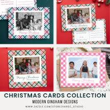 Gingham Christmas Holiday Cards