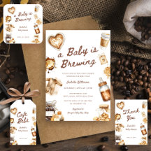 Baby Is Brewing Cafe Bebe Coffee Brown Baby Shower