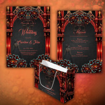 Majestic towers with dark flowers.