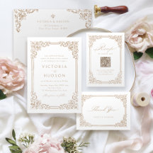 Neutral Vintage Frame Elegant Script Wedding