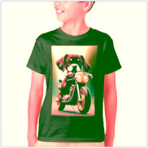 Surreal Biker Pup Boxer Dog on a Dreamlike Harley 