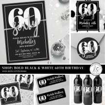Modern Black White 60th Birthday Party