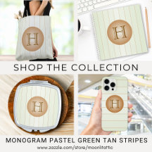 Monogram Pastel Green Tan Stripe Gifts