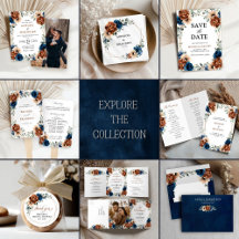 Terracotta Navy Blue Geometric Wedding Theme