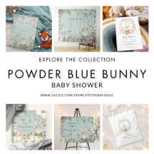 Cute Bunny Foliage Boy Baby Shower