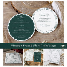 Vintage French Toile Emerald Green Wedding