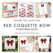Sparkly Glitter Red Coquette Bow Christmas 