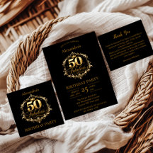 Elegant Gold Black 50th Birthday Celebration