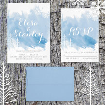 Blue watercolor winter wedding collection