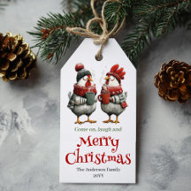 Funny Quirky Chickens Christmas Gift Tags #28C