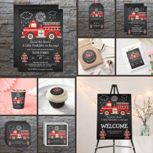 Chalkboard Sound the Alarm! Firetruck Baby Shower