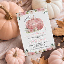 Pink Floral Pumpkin Baby Shower Invite Collection