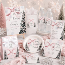 Baby It's Cold Outside Pink Bow Baby Shower