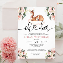 Oh Deer Watercolor Pink Floral Hand Lettered Baby 