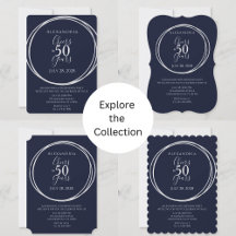 Cheers to 50 years birthday invitation navy silver