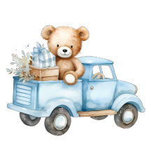 Teddy Bear Blue Vintage Truck Boy Baby Shower