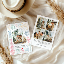 Quirky Christmas Hand Drawn Doodle Holiday Cards