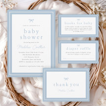 Simple minimal bow dusty blue baby shower