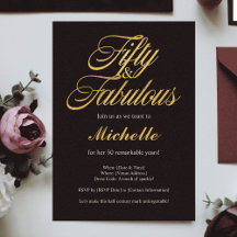 Gold Glitter 50 and Fabulous Modern 50th Birthday