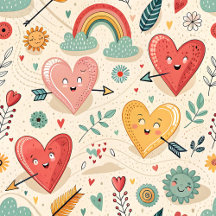 Happy Hearts - Whimsical Valentine's Day Pattern