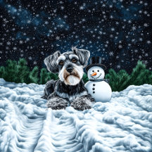 Schnauzer and Snowman