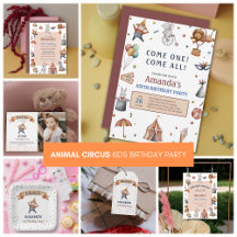 Kids Birthday Whimsical Animal Circus Parade Theme