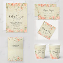 Vintage peonies floral Baby in Bloom Baby Shower