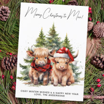 Cozy Highland Cow Farm Animals Merry Christmas 