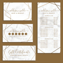 Gold Geometric White Marble Business Suite