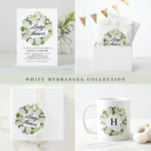 White Hydrangea Wreath Baby Shower Collection