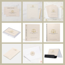 Beige Linen Gold Justice Scale Law Office 