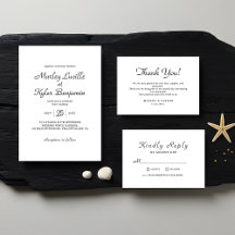 Simple Clean Minimalist Black Script Wedding
