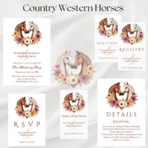 Country Western Horses Wedding Collection White 