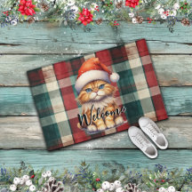 Christmas Plaid Santa Cat 