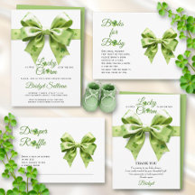 Lucky Charm shamrock and green bow baby shower 