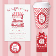 Off the Market Farmers Red Modern Bridal Shower