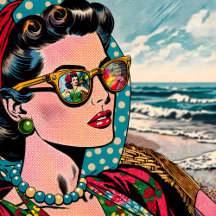 Comic Style Woman with Hula Dancer Reflection